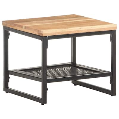 vidaXL Side Table 15.7"x15.7"x13.8" Solid Acacia Wood - 15.7" x 15.7" x 13.8"