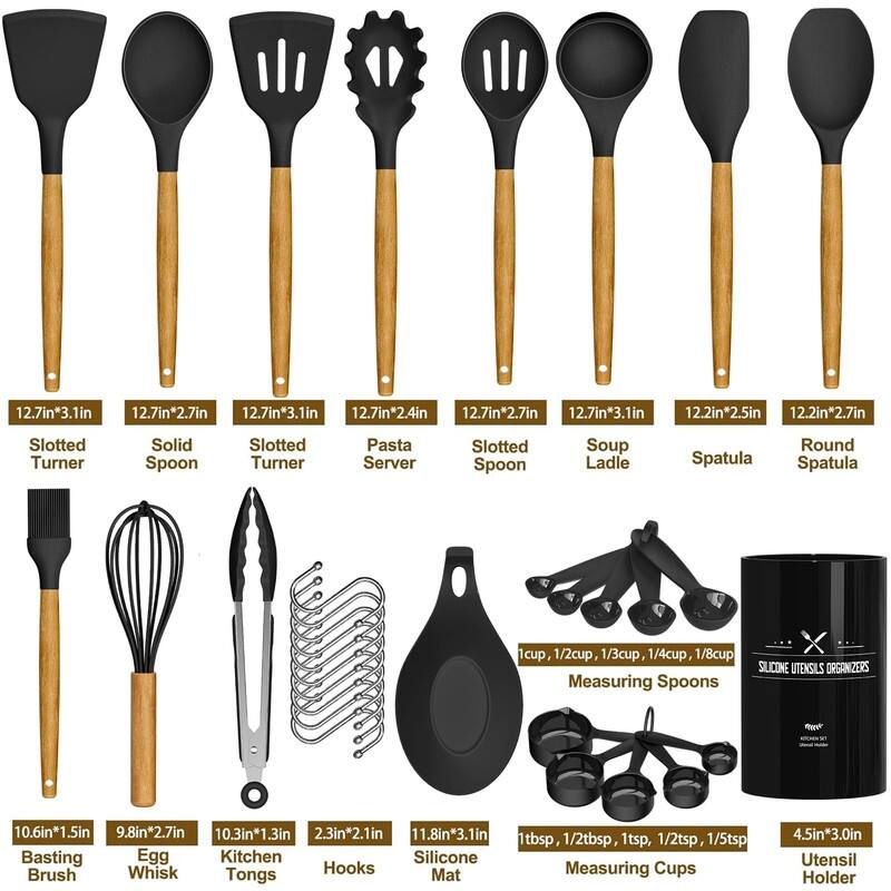 Kitchen Cooking Utensils Set, 33 pcs Non-Stick Utensils Spatula Set with Holder
