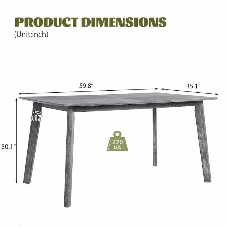 Retro Rubberwood Dining Table - Seats 6 - Farmhouse Style