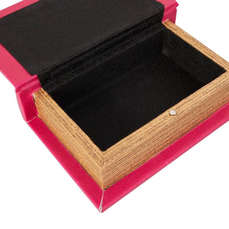 Red Wooden "Ooh La La" Faux Storage Book Decorative Box with Gold Lettering (Set of 3)
