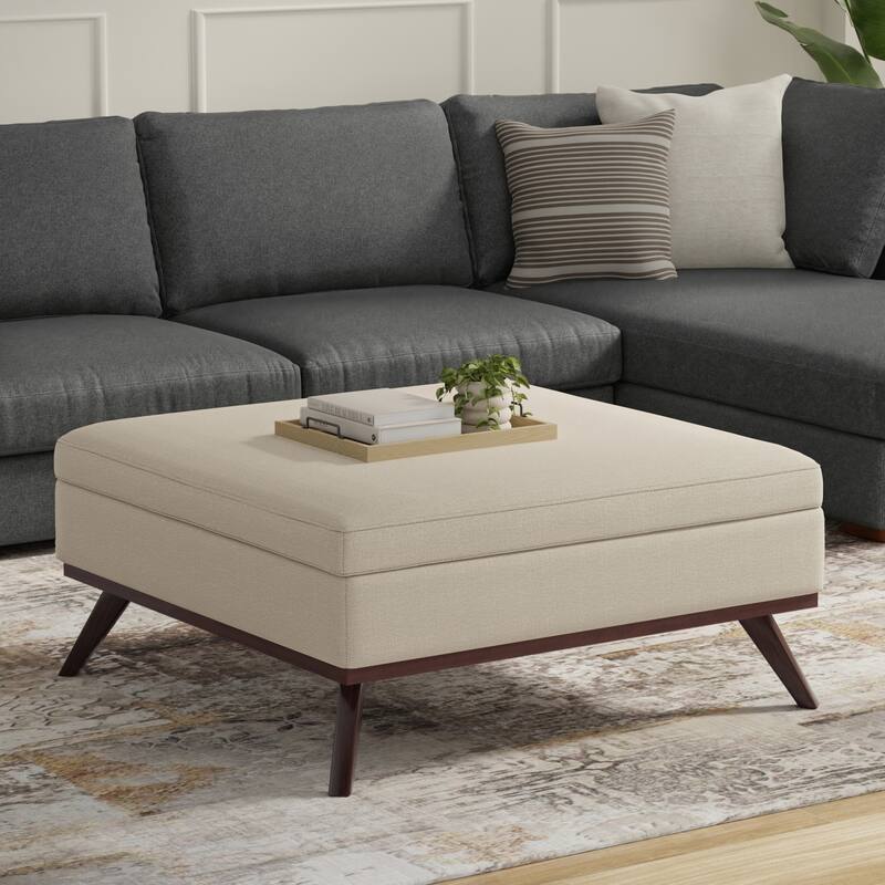 WYNDENHALL Ethan Mid Century Modern Table Ottoman - 40"D x 40"W x 19"H - Natural