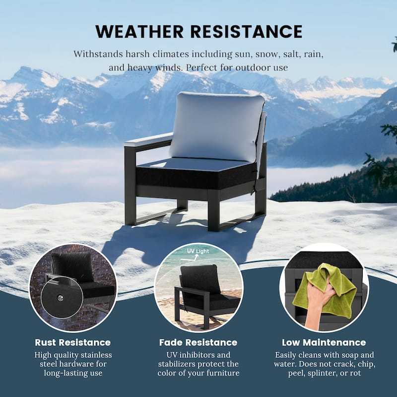 Polytrends Endless Patio Deep Seating Left Arm Chair with Gray Frame