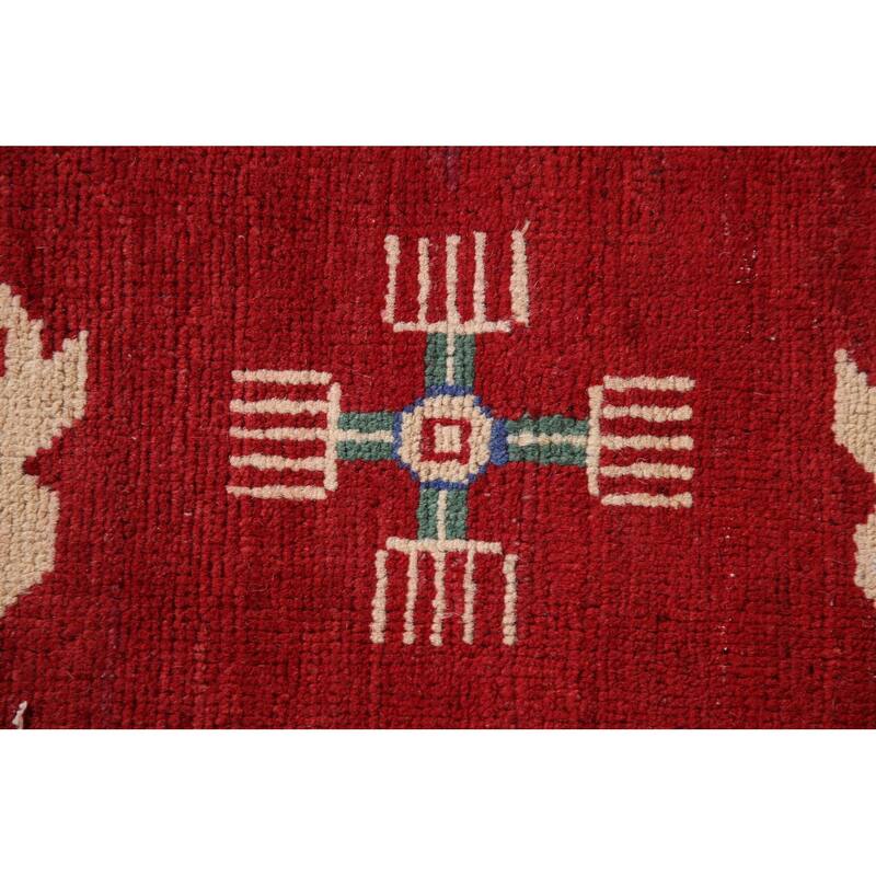Red Kazak Area Rug Handmade Bedroom Wool Carpet - 6'7" x 10'4"