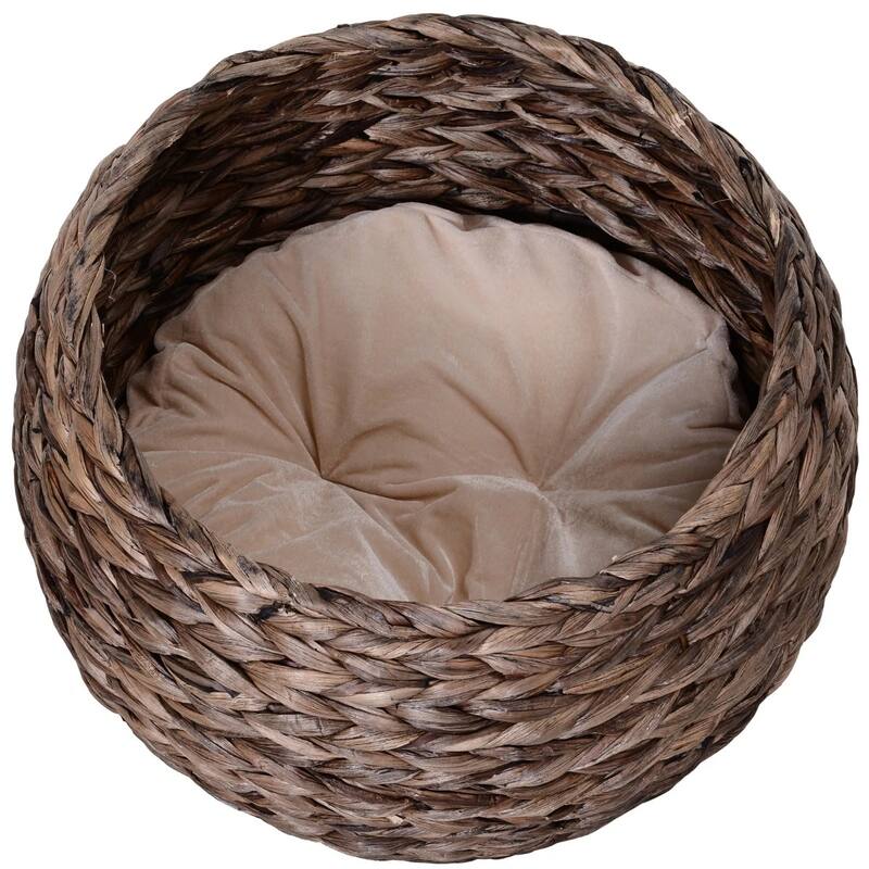 Raised Cat Bed with Rotating Cozy Basket Soft Cushion for Small Cats Up to 11 lbs