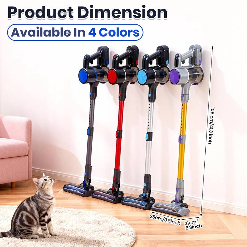 Cordless Vacuum Cleaner, Stick Vac, Powerful Suction, Rechargeable, Lightweight, and Versatile for Carpet, Hard Floor, Pet Hair