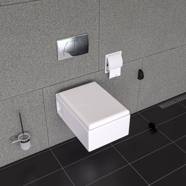 White Matte Stainless Steel Recessed Toilet Paper Holder with Cover