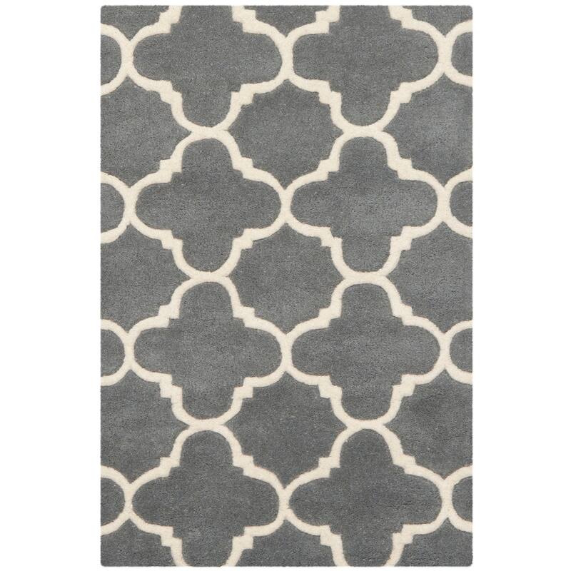 SAFAVIEH, Handmade Chatham Caisa Modern Moroccan Wool Rug - 2' x 3' - Dark Grey/Ivory
