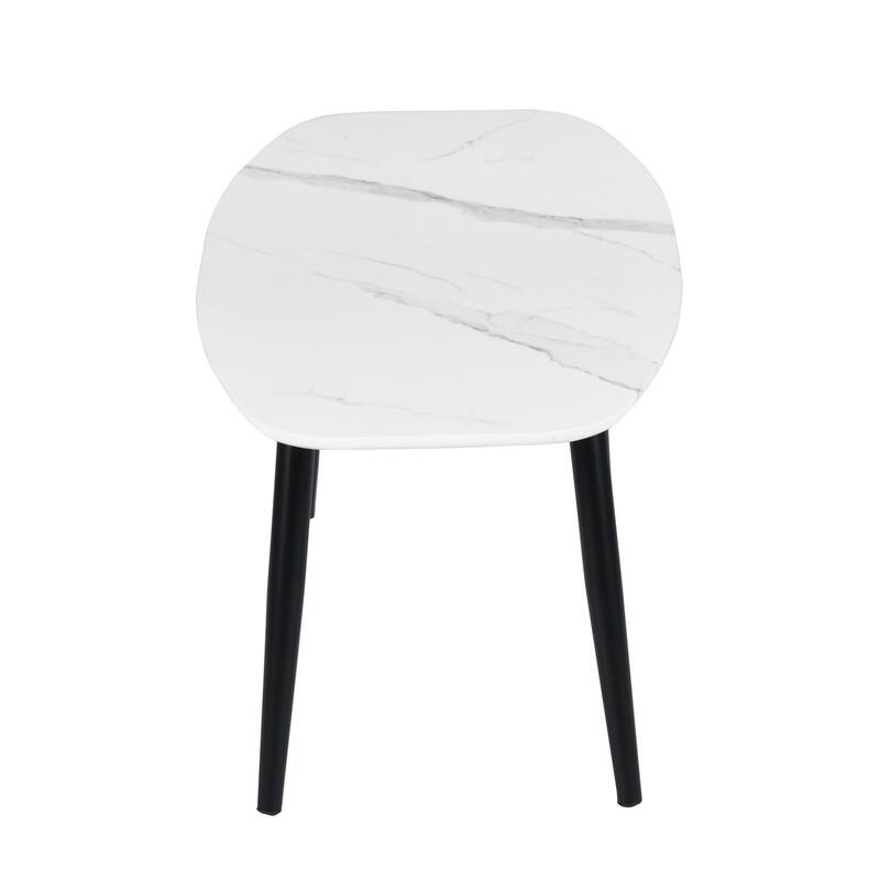 HomeRoots 43" White and Black Faux Marble And Steel Coffee Table - 43.3' X '17.9' X '19.7
