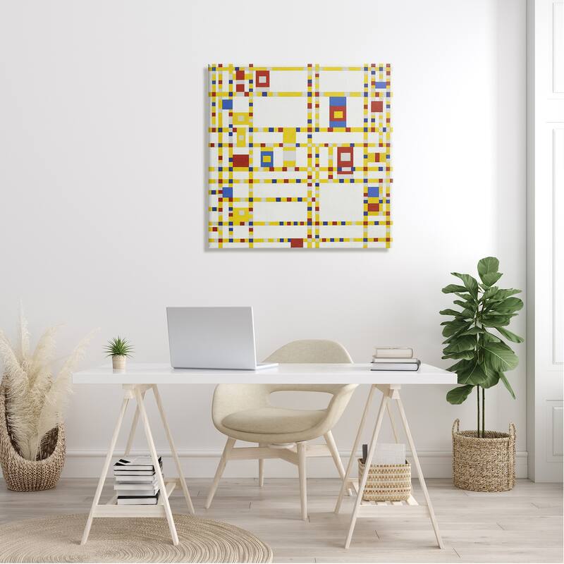 Stupell Broadway Boogie Woogie Piet Mondrian Classic Abstract Painting Canvas Wall Art, Design by one1000paintings