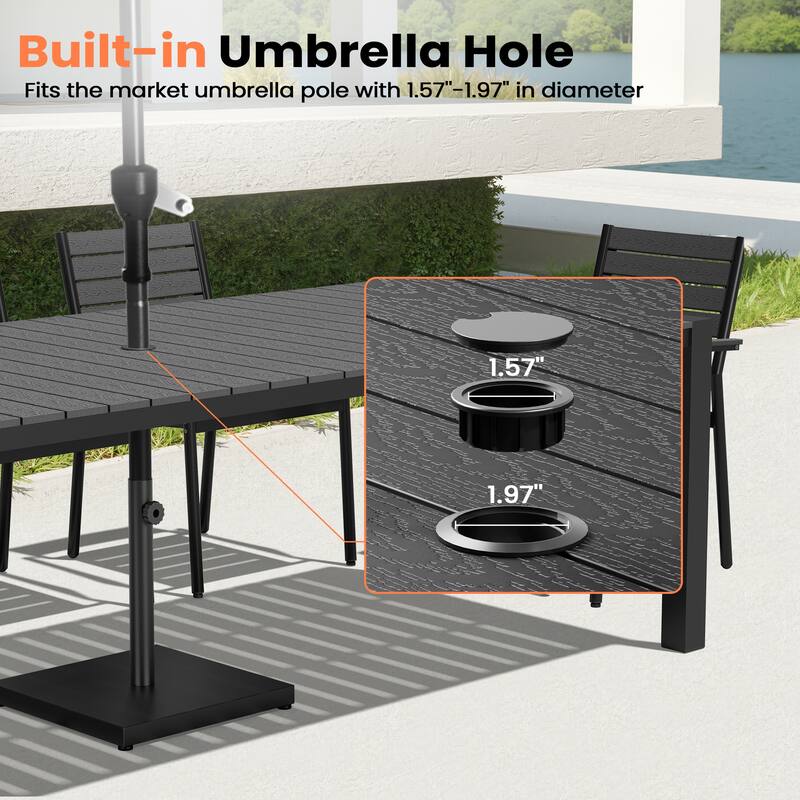 Pellebant Premium Outdoor Patio Aluminum Dining Table with Umbrella Hole