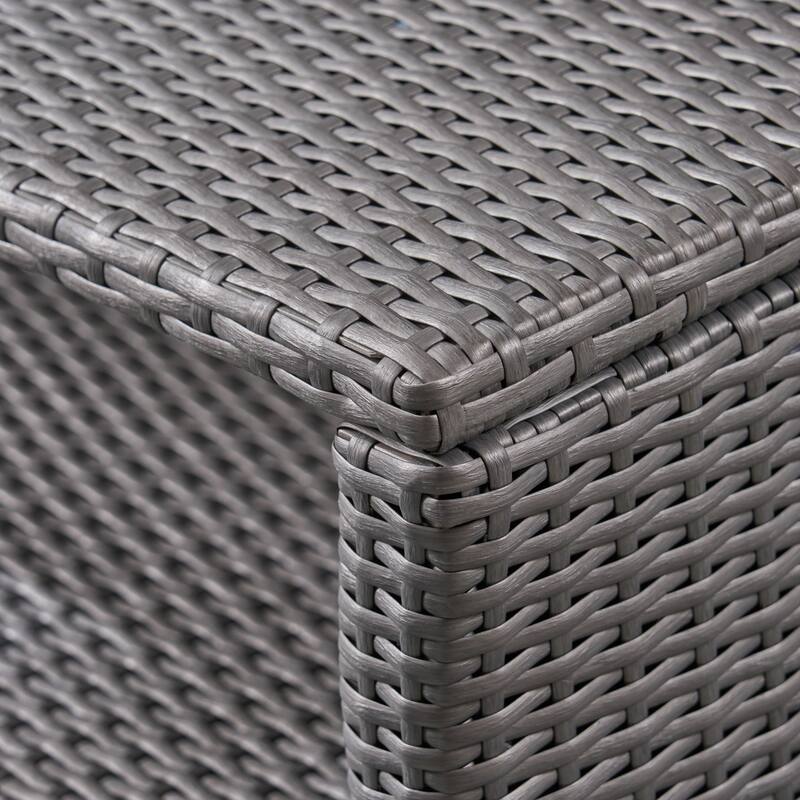 Roomfitters St Lucia Outdoor Woven Rattan Coffee Table with Open Storage Shelf, Weather Resistant, Grey