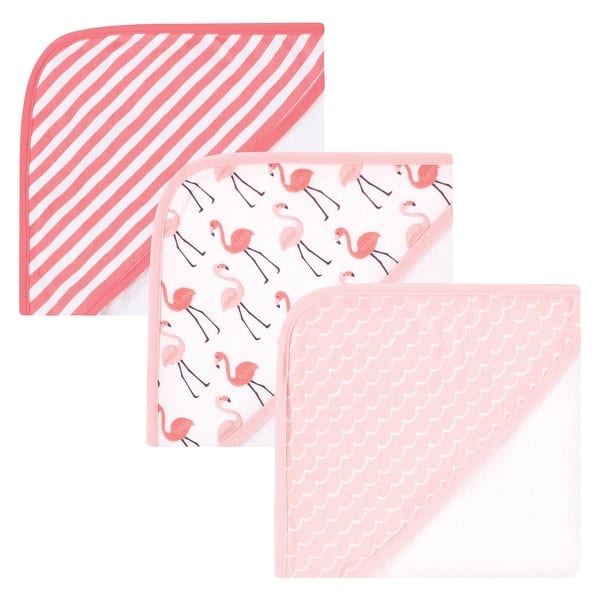 slide 1 of 1, Hudson Baby Infant Girl Cotton Rich Hooded Towels, Coral Flamingo, One Size - Coral Flamingo - One Size One Size - Coral Flamingo