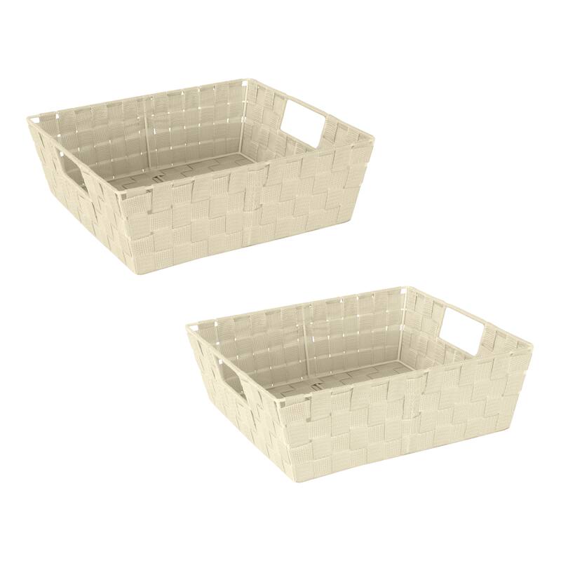 Simplify 2 Pack Storage Shelf Tote - 15"x 13"x 5" - Tan