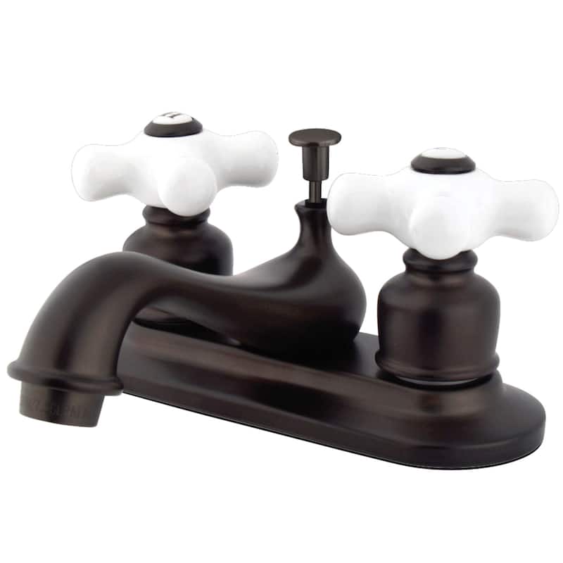 Kingston Brass Restoration Two-Handle 3-Hole Deck Mount 4 in. Centerset Bathroom Faucet - Oil Rubbed Bronze- PX Handle