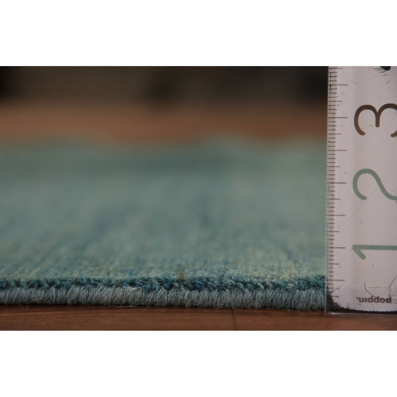 Blue & Green Modern Gabbeh Runner Rug Handmade Wool Carpet - 3'0" x 9'8"