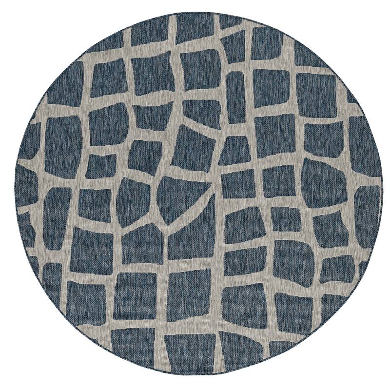 Bovence Global Giraffe Indoor/Outdoor Rug by Havenside Home - 7'10" Round - Blue