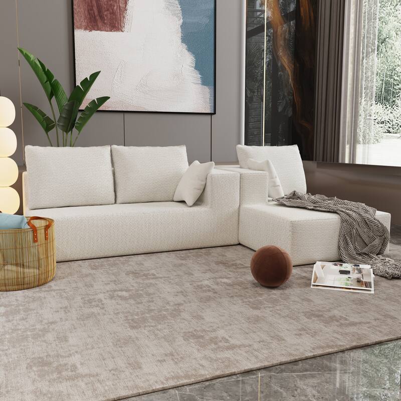 Beige Fabric & Foam Sofa and Sofa Bed, 107x39x26 inches, 166 lbs, Multi Combinations