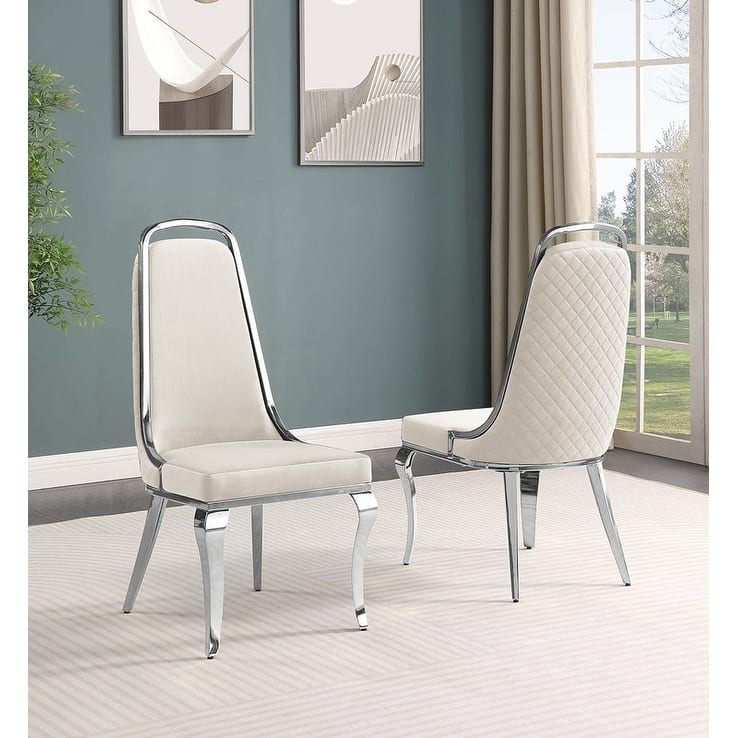 Best Quality Furniture D440/1-SC310-7 Dining Set with 78" White Lacquer Wood Top