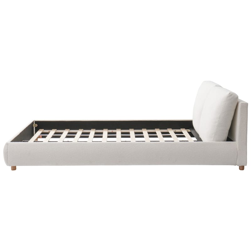 Curved Upholstered Platform Bed w2 Removable Pillow Headboard