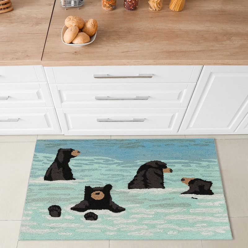 Liora Manne Frontporch Bathing Bears Indoor/Outdoor Rug