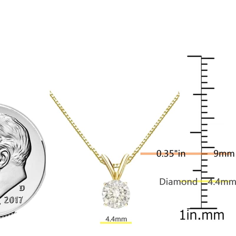 Auriya 14k Gold 1/3ctw Round Solitaire Diamond Necklace (H-I, SI1-SI2)