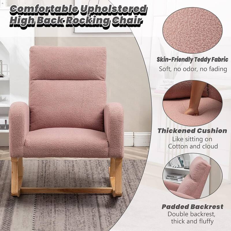 HOMYKA 28" Wide Rocking Chair for Nursery with Solid Wood Leg