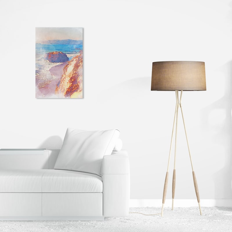 Wynwood Studio Canvas Nautical and Coastal Cliffside Waves Blue and Nautical & Coastal Wall Art Canvas Print - 24 x 16