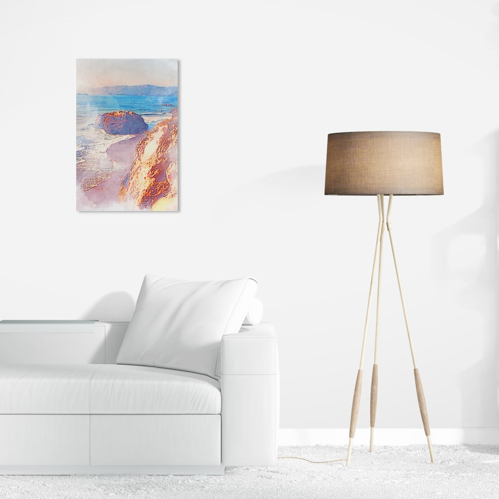 Wynwood Studio Canvas Nautical and Coastal Cliffside Waves Blue and Nautical & Coastal Wall Art Canvas Print