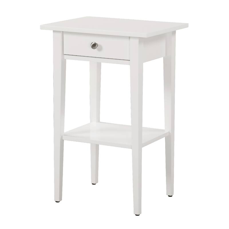 1-Drawer Wooden Nightstand with Open Shelf - 28" - White