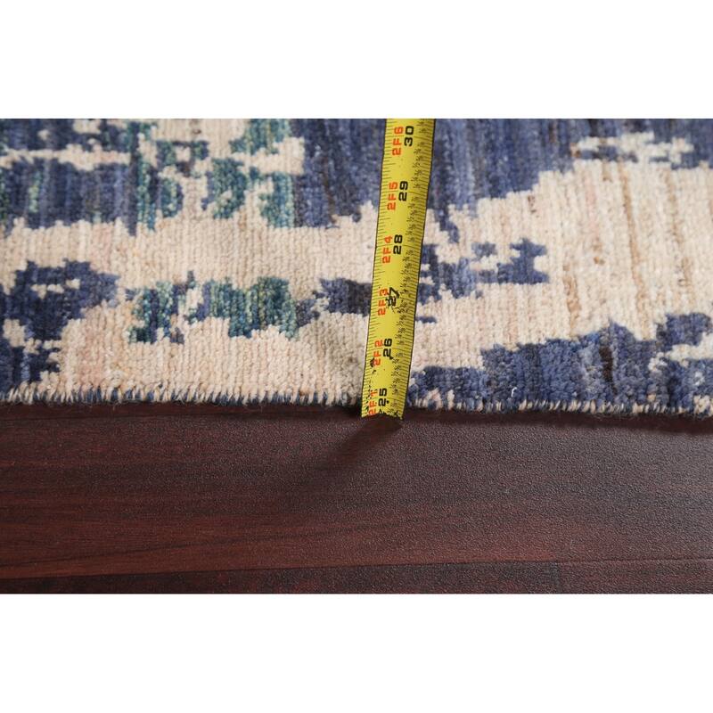 Contemporary Abstract Oriental Wool Area Rug Hand-knotted Foyer Carpet - 4'11" x 6'11"