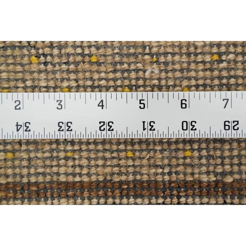 Hand Knotted Oriental 100% Wool Carpet Modern Geometric Beige & Ivories Gabbeh Area Rug - 11' 5'' X 8' 0''