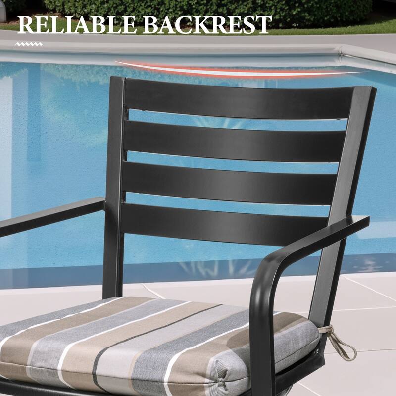 Outdoor Patio Aluminum Swivel Bar Stools Set with Sunbrella Cushion - 18.5 in L x 18.5 in W x 45.7 in H