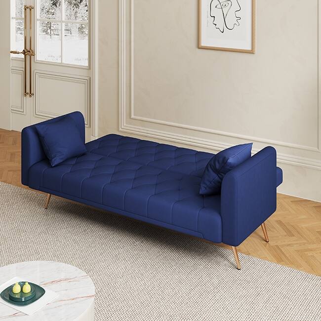 71" Velvet Green Gray Double Sofa Bed