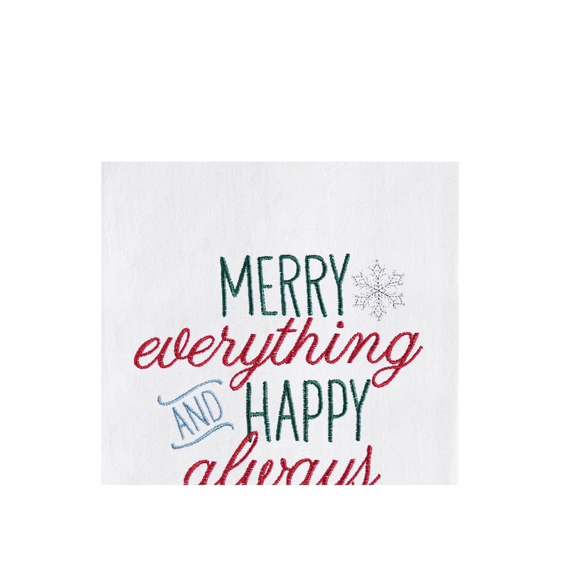 Christmas "Merry Everything and Happy Always" Sentiment Polar Bear Cotton Flour Sack Kitchen Dish Towel 27L x 18W in.