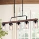 preview thumbnail 1 of 8, Modern Farmhouse 5-Light Wood Linear Chandelier Cylinder Glass Pendant Lights for Dining Room - 38.5"L x 12"H