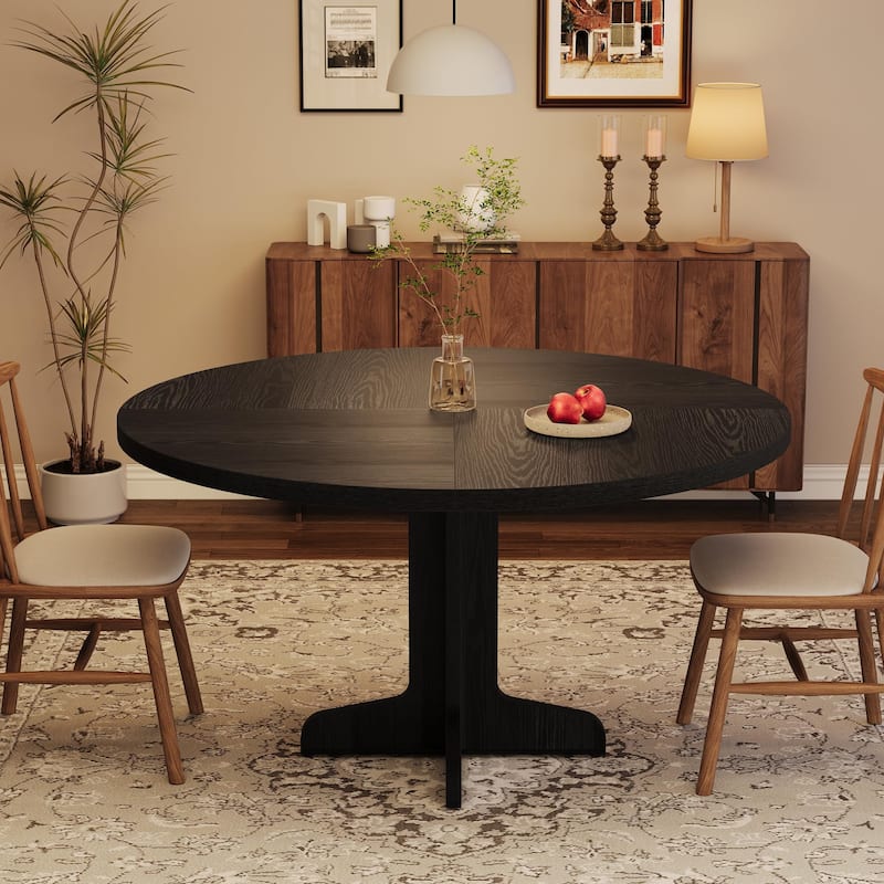47 Inch Round Dining Table, Farmhouse Wood Dining Table