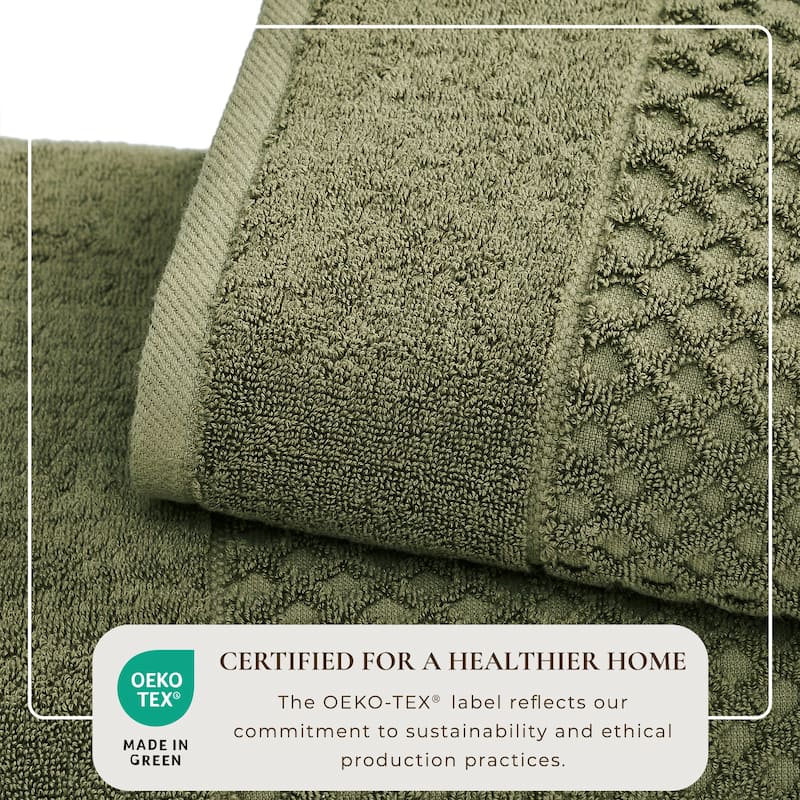 Linery & Co. Cotton Diamond Waffle Texture Bath Towels.
