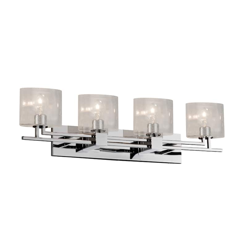 Justice Design Fusion Aero 4-light Polished Chrome Bath Bar, Seeded Oval Shade