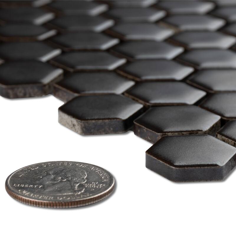 Merola Tile Colmena Hex Matte Carbon 11-1/2" x 11-5/8" Porcelain Mosaic Floor and Wall Tile