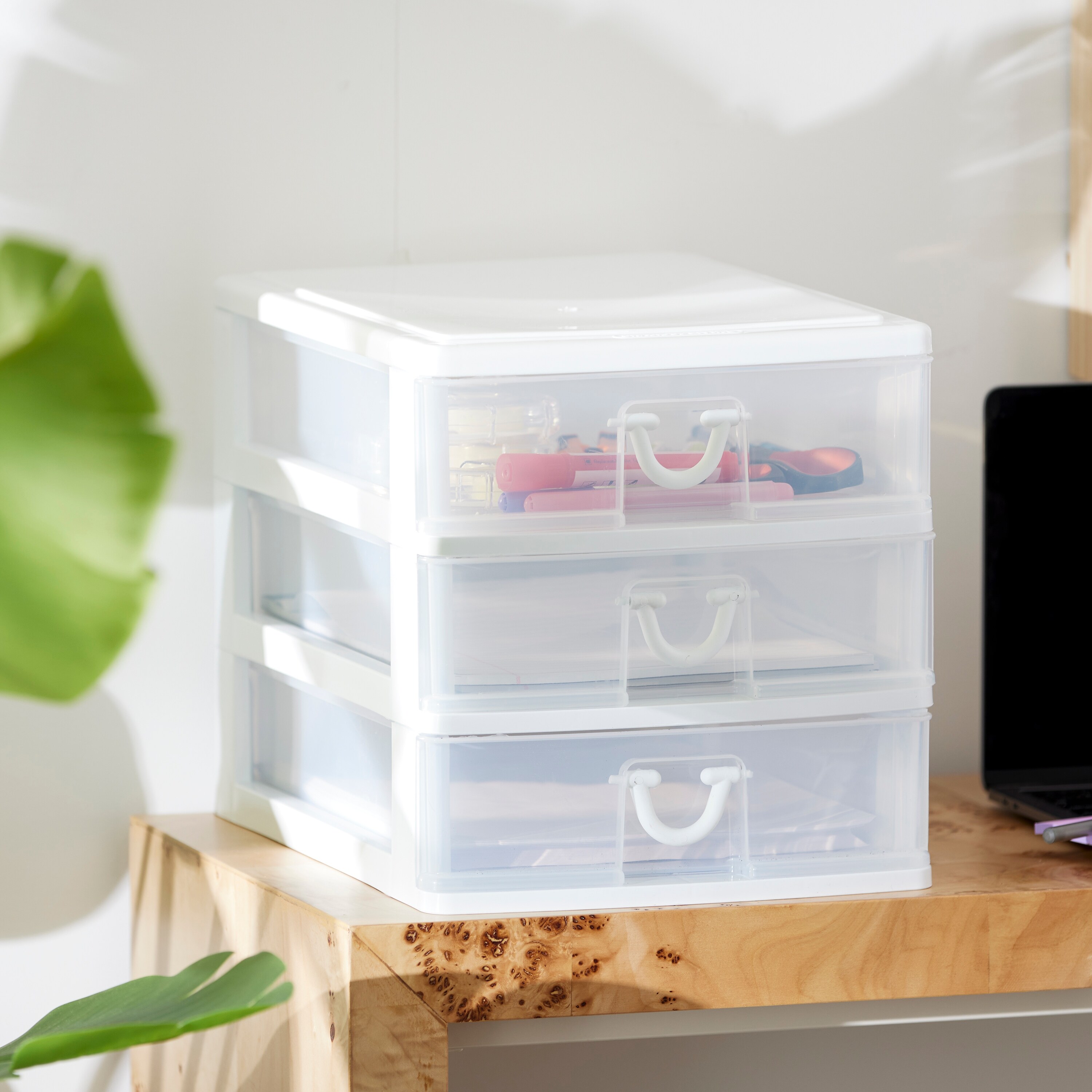 Gracious Living Clear Mini 2 Drawer Desk and Office Organizer with