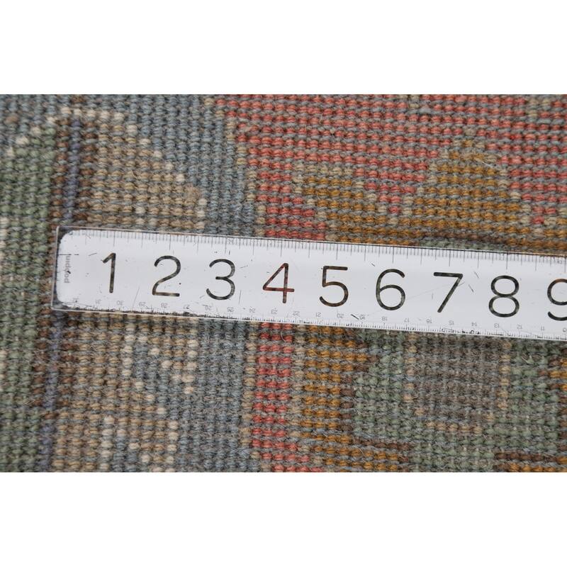 All-Over Blue Oushak Oriental Area Rug Hand-Knotted Wool Carpet - 9'2"x 11'11"