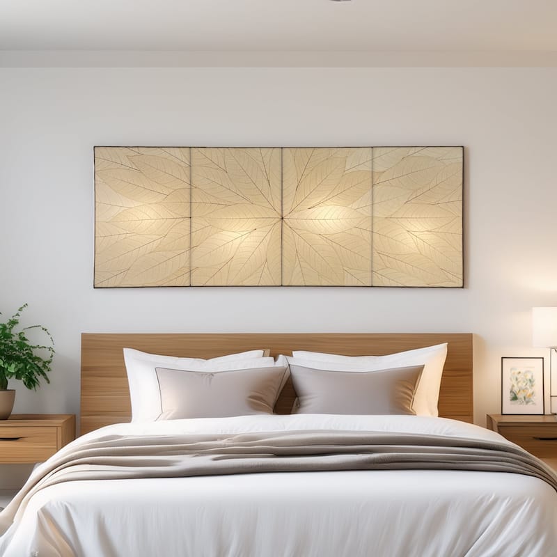 Eangee Handmade Sunburst Panel Wall Lamp, Cocoa Leaves Shade, 22 x 6 x 58 in. - 22 x 58 x 6 in