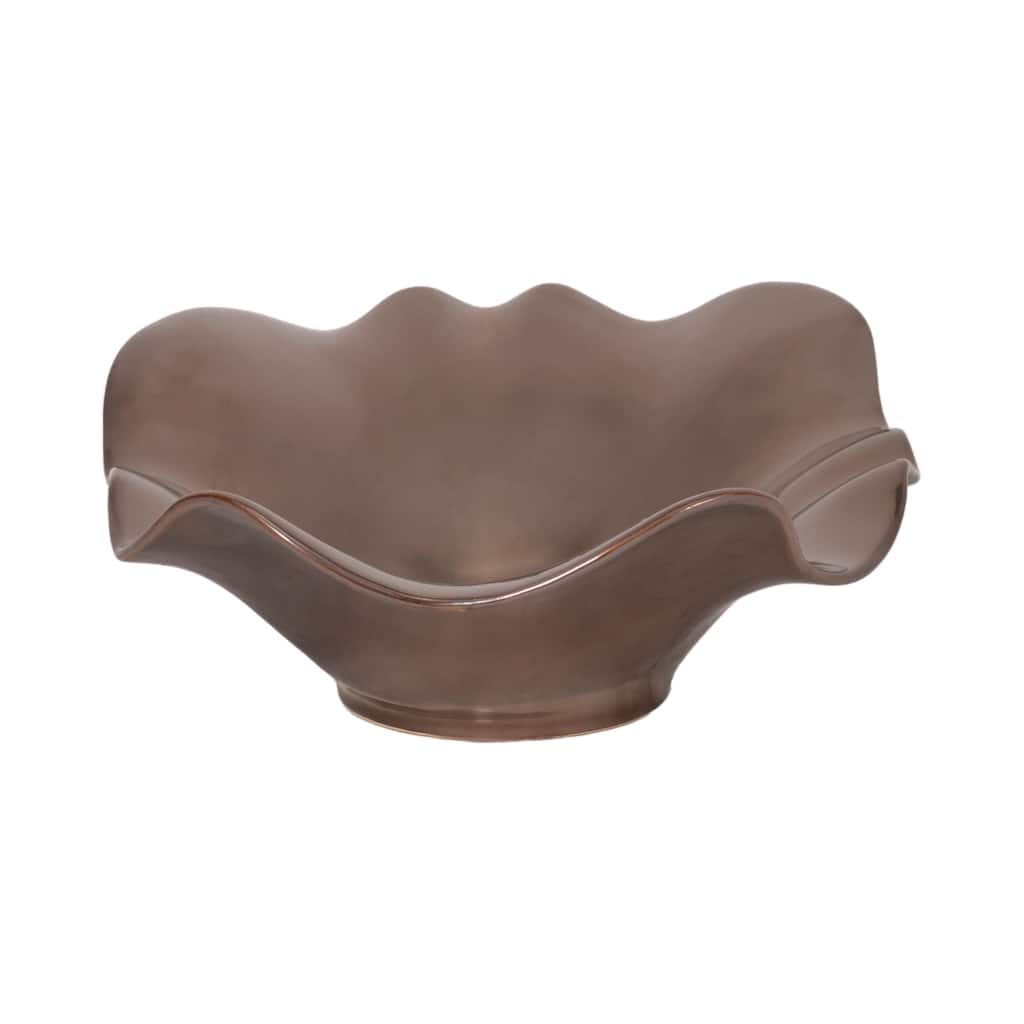 Sagebrook Home 18" Metal Ruffled Edge Bowl, 6"H - 18" x 14" x 6"