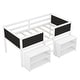 preview thumbnail 4 of 7, Twin Size Low Loft Bed with Two Movable Shelves, Decorative Chalkboard Guardrail, and Integrated Ladder, White