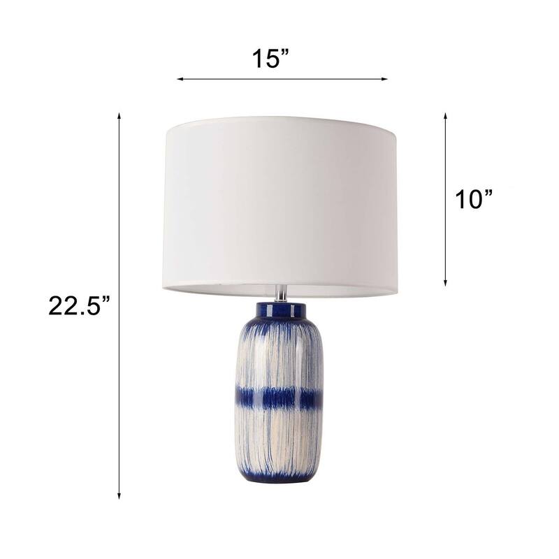 Pasargad Home Garcia Ceramic Navy & Ivory Table Lamp