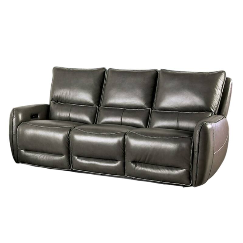 Pono Power Reclining Sofa, Gray Top Grain Leather, 85 Inch, Zero Gravity