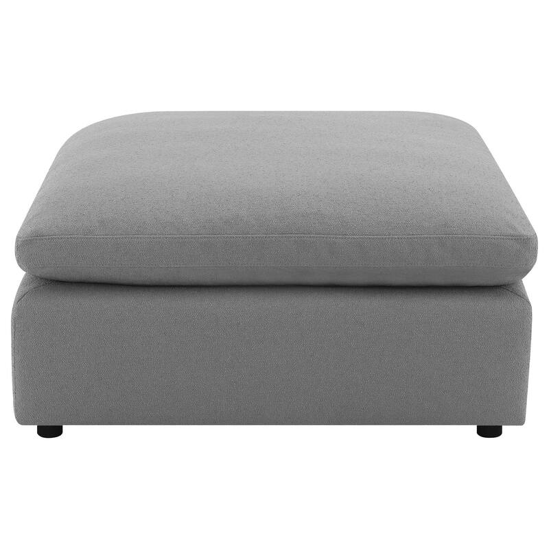 Allias Ottoman, Gray Boucle Fabric, Plush Foam Cushions, 44 Inch