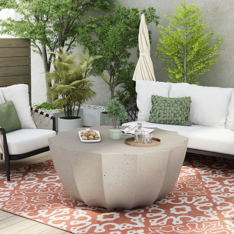 GDFStudio Thoren Magnesium Oxide Outdoor and Indoor Coffee Table with Weather-Resistant Surface