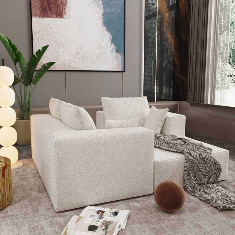Combination Sofa & Bed (Beige): High - density Sponge, Soft Linen, Multiple Combinations, 107x39x26 inches, 166 lbs