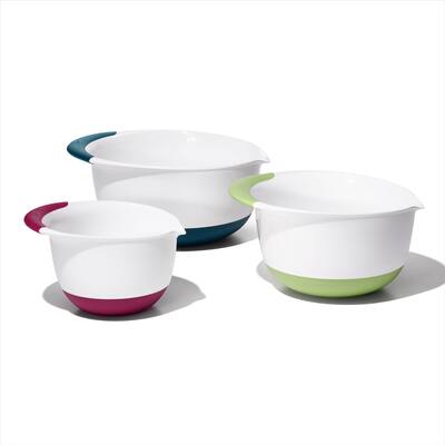 OXO Good Grips 3-Piece Mixing Bowl Set - Navy, Green, Eggplant Handles